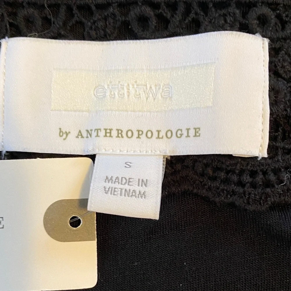 Anthropologie Black Ivory Jacquard Dress Size S Structured Fit & Flare NWT - Picture 5 of 13